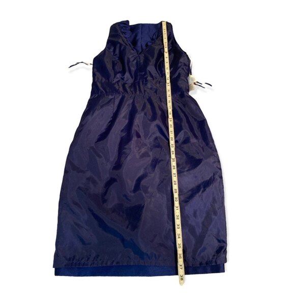 Evan Picone Royal Blue Ruffle Neck Bow Accent Sheath Dress Size 8 - Picture 9 of 12